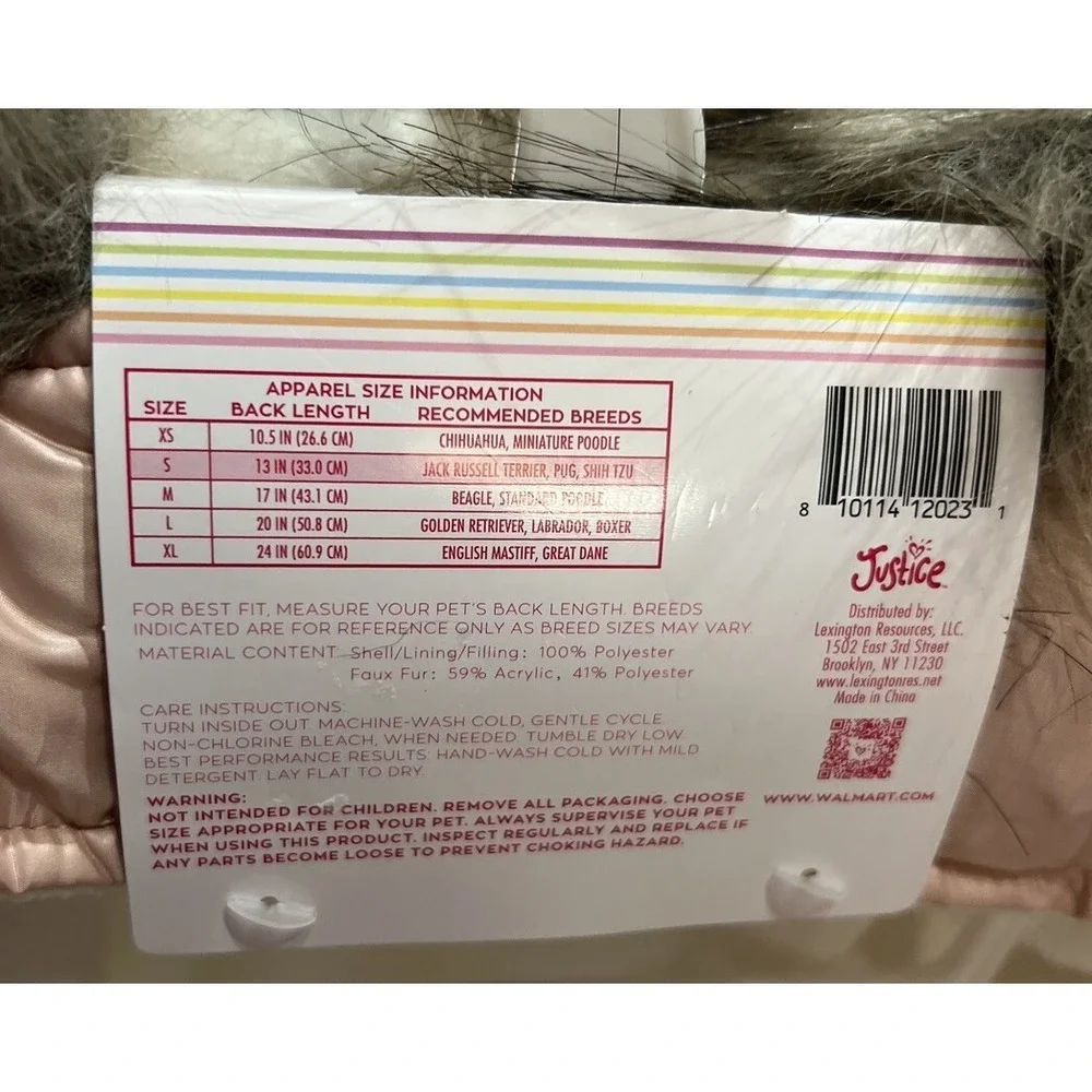 New Justice‎ Pet Reversible Puffer Jacket w/ Hood Sz Small Pink/white 13